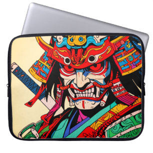 Fierce Samurai Warrior - farbenfrohe japanische Bu Laptopschutzhülle