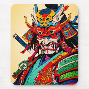 Fierce Samurai Warrior - farbenfrohe japanische Bu Mousepad