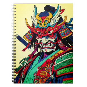 Fierce Samurai Warrior - farbenfrohe japanische Bu Notizblock