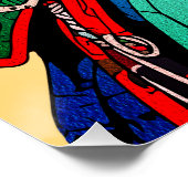 Fierce Samurai Warrior - farbenfrohe japanische Bu Poster (Ecke)