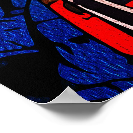 Fierce Samurai Warrior - farbenfrohe japanische Bu Poster (Ecke)