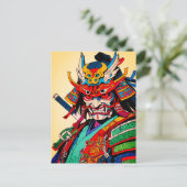 Fierce Samurai Warrior - farbenfrohe japanische Bu Postkarte (Stehend Vorderseite)