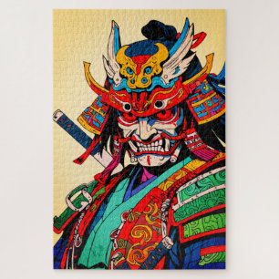 Fierce Samurai Warrior - farbenfrohe japanische Bu Puzzle