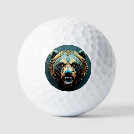 Fierce Stylisierte Bären Kunst Golfball (Vorderseite)