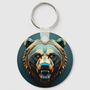 Fierce Stylisierte Bären Kunst Schlüsselanhänger