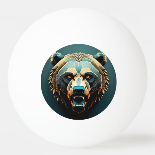 Fierce Stylisierte Bären Kunst Tischtennisball (Vorderseite)
