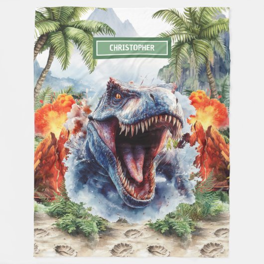 Fierce T-Rex Blanket Personalisierter Individuelle Fleecedecke (Vorderseite)