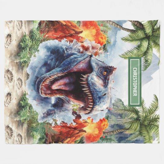 Fierce T-Rex Blanket Personalisierter Individuelle Fleecedecke (Vorderseite (Horizontal))