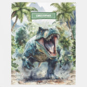 Fierce T-Rex Blanket Personalisierter Name für Jun Fleecedecke (Vorderseite)