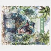 Fierce T-Rex Blanket Personalisierter Name für Jun Fleecedecke (Vorderseite (Horizontal))