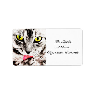 Fierce Tabby Cat Address Label Adressaufkleber