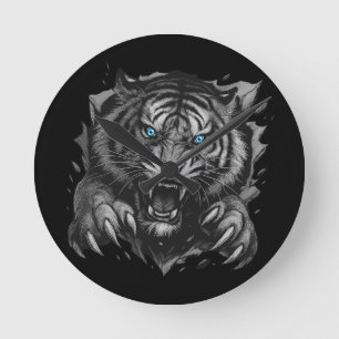 Fierce Tiger Durchbruch: Bold & Wild Runde Wanduhr
