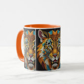 Fierce Tiger Face Art - Custom Graphic T Tasse (Vorderseite Links)