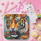Fierce Tiger Floral Pappteller (Party)
