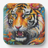 Fierce Tiger Floral Pappteller (Vorderseite)