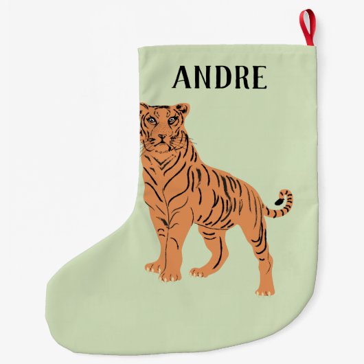 Fierce Tiger Personalisiert Großer Weihnachtsstrumpf (Rückseite)
