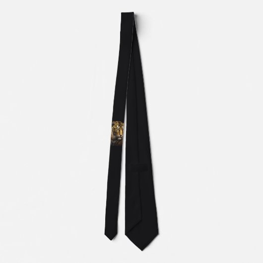 Fierce Tiger über Black Necktie Krawatte (Rückseite)