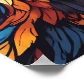 Fierce Tribal Hawk - Vibrany Feathers & Fiery Eyes Poster (Ecke)