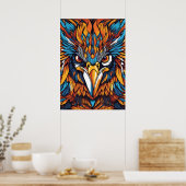 Fierce Tribal Hawk - Vibrany Feathers & Fiery Eyes Poster (Küche)