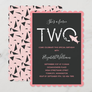 Fierce Two Pink Shark Bold Tier 2. Geburtstag Einladung