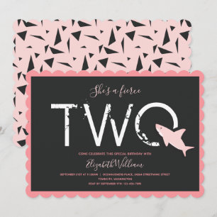 Fierce Two Pink Shark Bold Tier 2. Geburtstag Einladung
