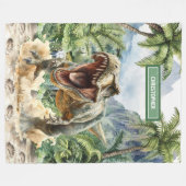 Fierce Tyrannosaurus Blanket Individuelle Name für Fleecedecke (Vorderseite (Horizontal))