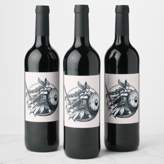 Fierce Valkyrie Warrior - Norse Mythology Line Kun Weinetikett (Flaschen)