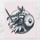 Fierce Valkyrie Warrior - Norse Mythology Line Kun Weinetikett (Einzelnes Label)