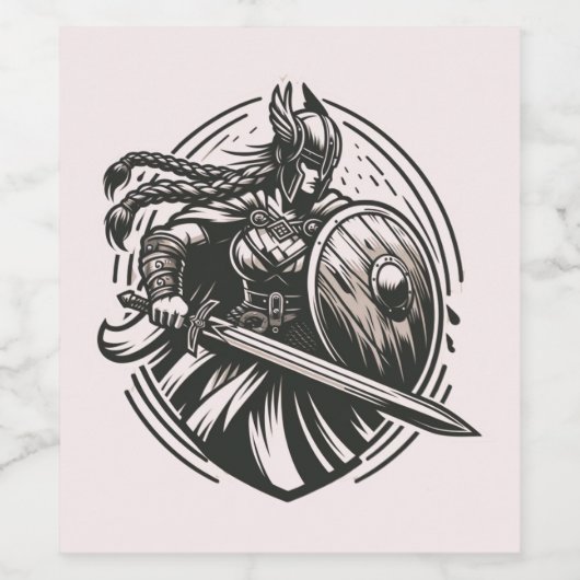 Fierce Valkyrie Warrior - Norse Mythology Line Kun Weinetikett (Einzelnes Label)