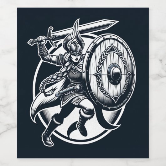 Fierce Valkyrie Warrior - Norse Mythology Line Kun Weinetikett (Einzelnes Label)