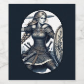 Fierce Valkyrie Warrior - Norse Mythology Line Kun Weinetikett (Einzelnes Label)