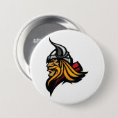 Fierce Viking Warrior Head Northelm und Bart Button (Vorne & Hinten)