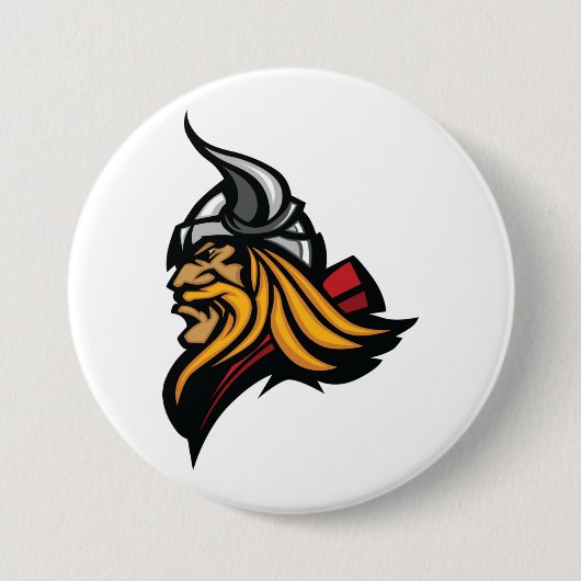 Fierce Viking Warrior Head Northelm und Bart Button (Vorderseite)