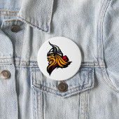 Fierce Viking Warrior Head Northelm und Bart Button