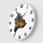 Fierce Viking Warrior Head Northelm und Bart Große Wanduhr (Winkel)