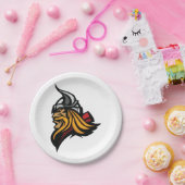 Fierce Viking Warrior Head Northelm und Bart Pappteller (Party)