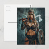 Fierce Viking Warrior Woman Postkarte (Vorne/Hinten)