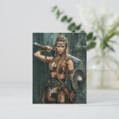 Fierce Viking Warrior Woman Postkarte (Stehend Vorderseite)