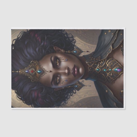 Fierce Warrior Queen African American Decoupage Seidenpapier (Vorderseite)