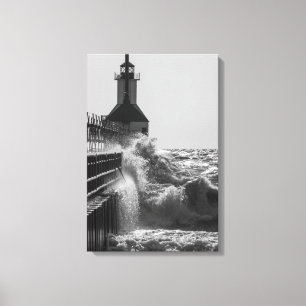 Fierce Waves bei St Joseph Grayscale Leinwanddruck