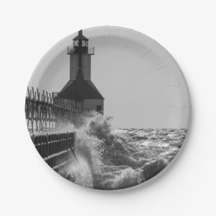 Fierce Waves bei St Joseph Grayscale Pappteller