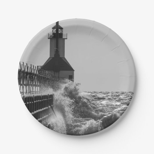 Fierce Waves bei St Joseph Grayscale Pappteller (Vorderseite)
