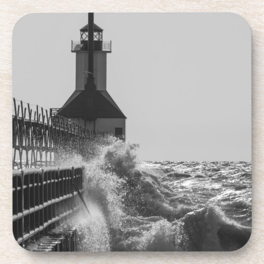 Fierce Waves bei St Joseph Grayscale Untersetzer (Vorderseite)
