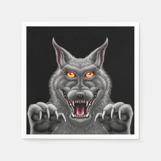 Fierce Werewolf Paper Party Napkins Serviette (Vorderseite)