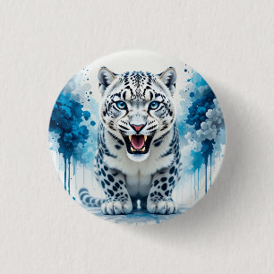 Fierce White Leopard Button
