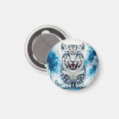 Fierce White Leopard Magnet (Vorderseite/Rückseite)