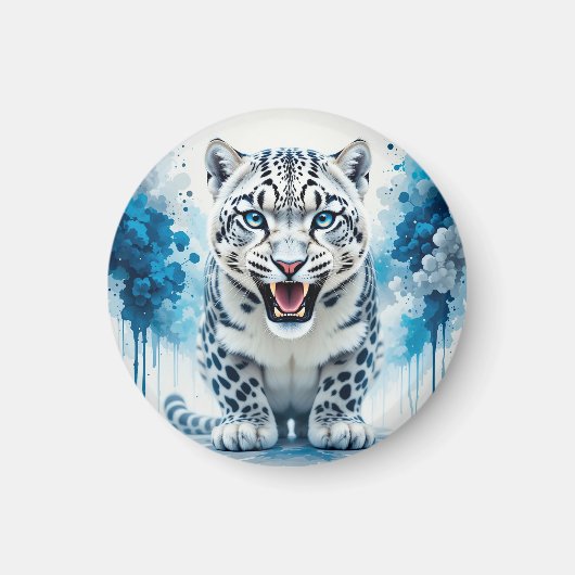 Fierce White Leopard Magnet (Vorne)