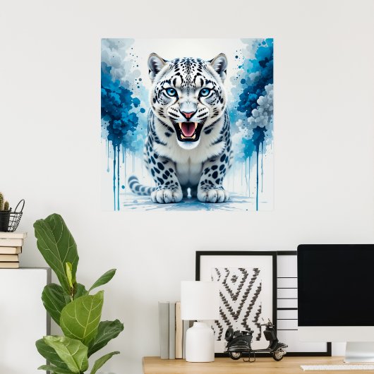 Fierce White Leopard Poster (Heimbüro)