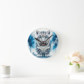 Fierce White Leopard Runde Wanduhr (Zuhause)
