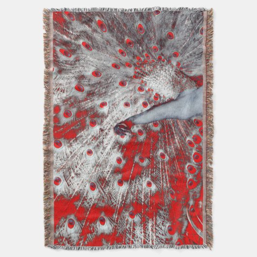Fierce White Red Peacock Decke (Vorderseite Vertikal)